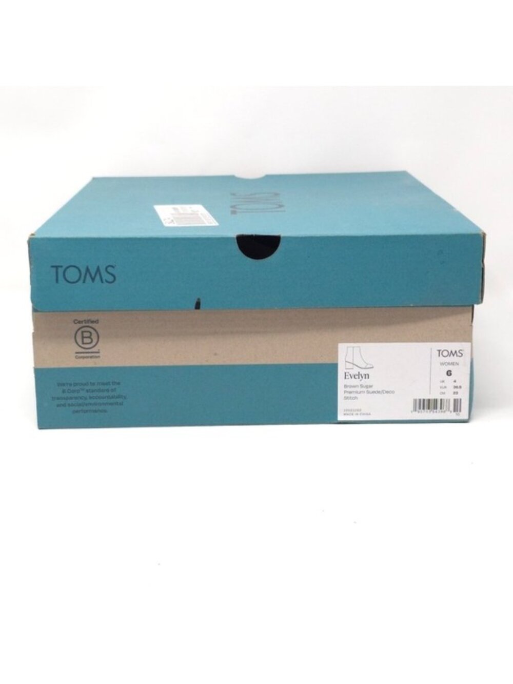 TOMS Evelyn Brown Suede Stacked Heel Ankle Boots 6M - Picture 12 of 12